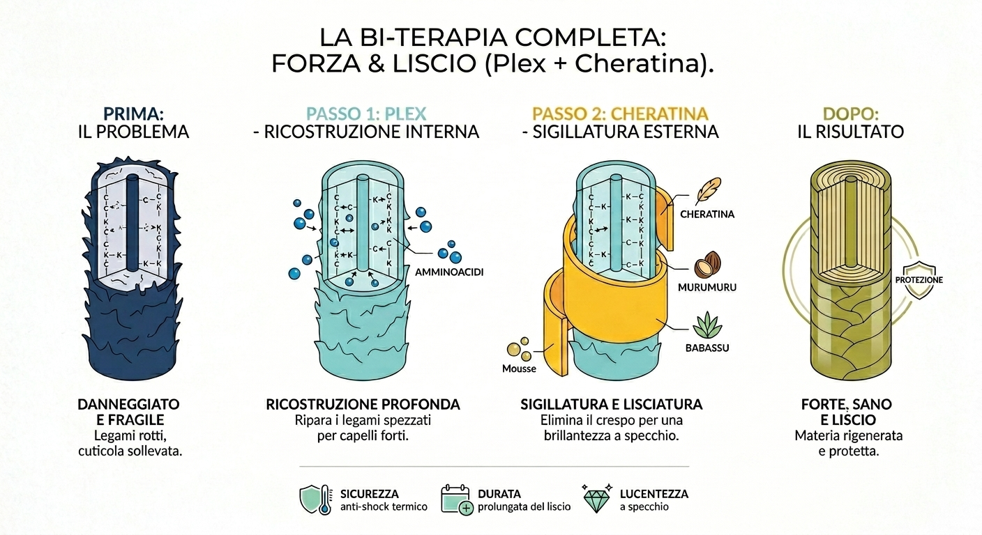 Illustrazione stelo del capello Plex e Cheratina